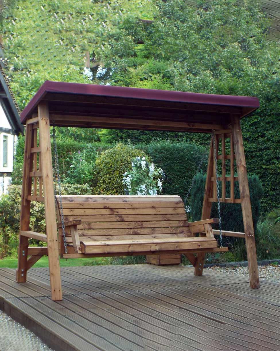 Charles Taylor Dorset Three Seat Swing Burgundy Accessories HB134B Set - Image 3