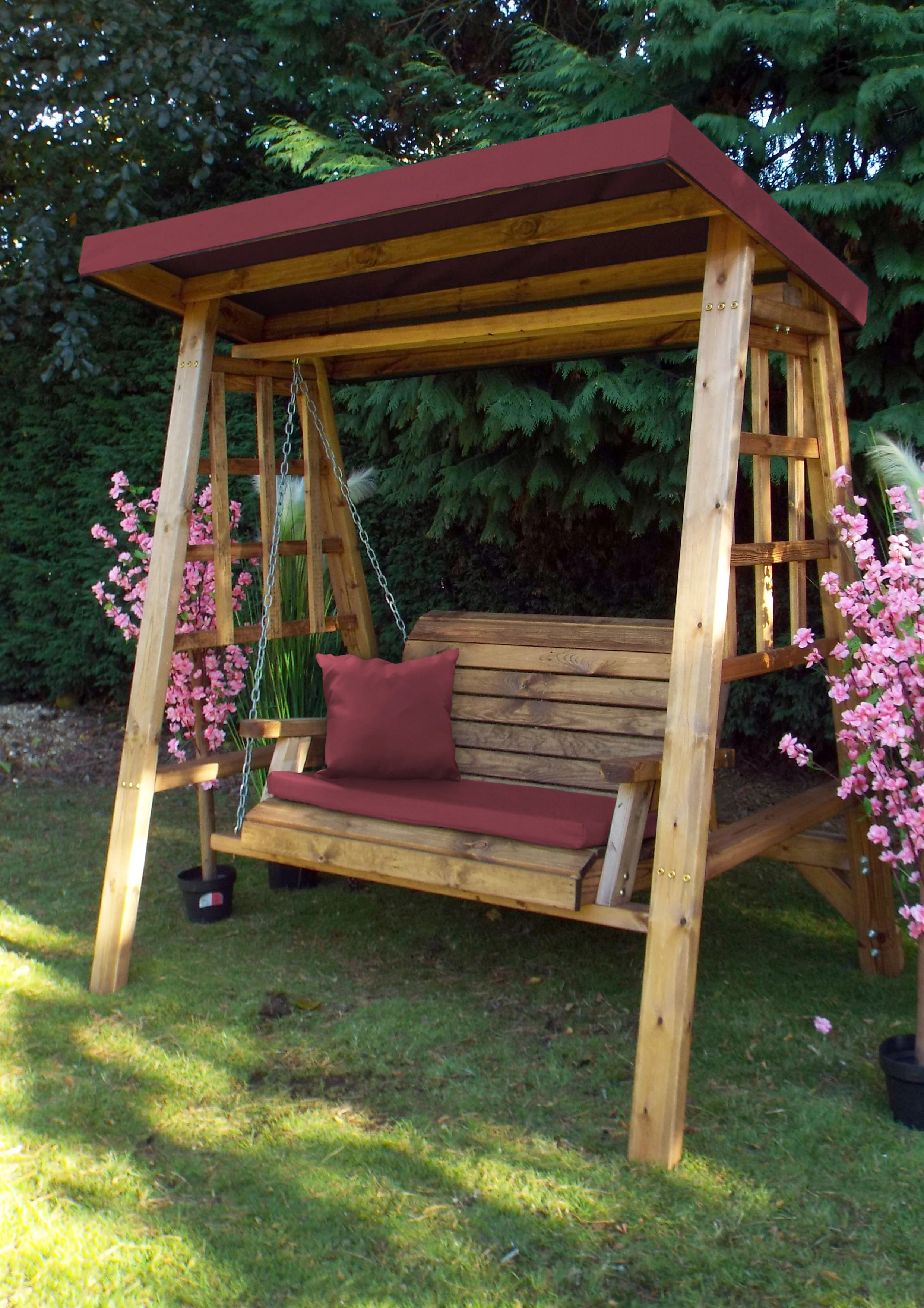 Charles Taylor Dorset Two Seat Swing  Burgundy Accessories HB133B Set - Image 2