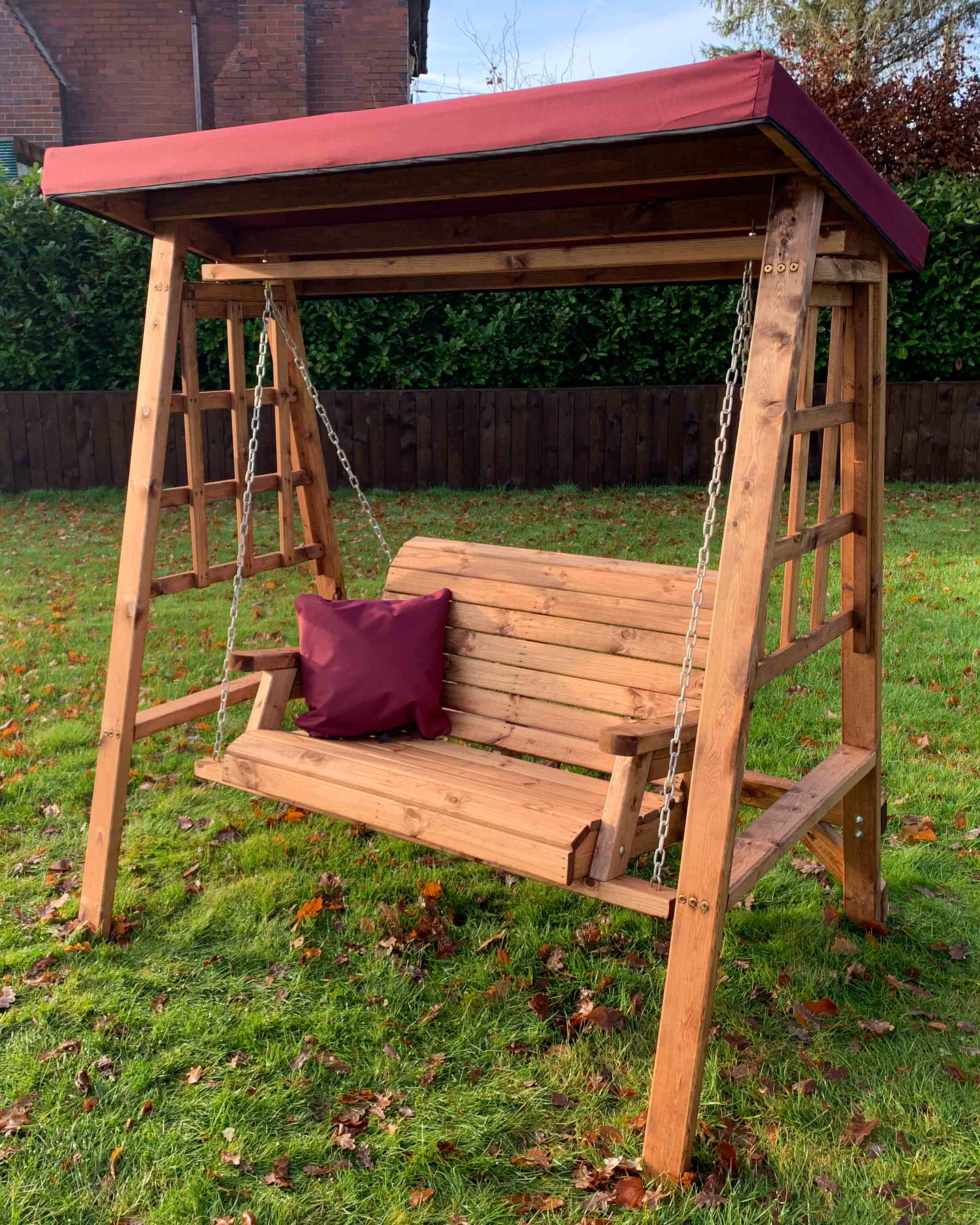 Charles Taylor Dorset Two Seat Swing  Burgundy Accessories HB133B Set - Image 3