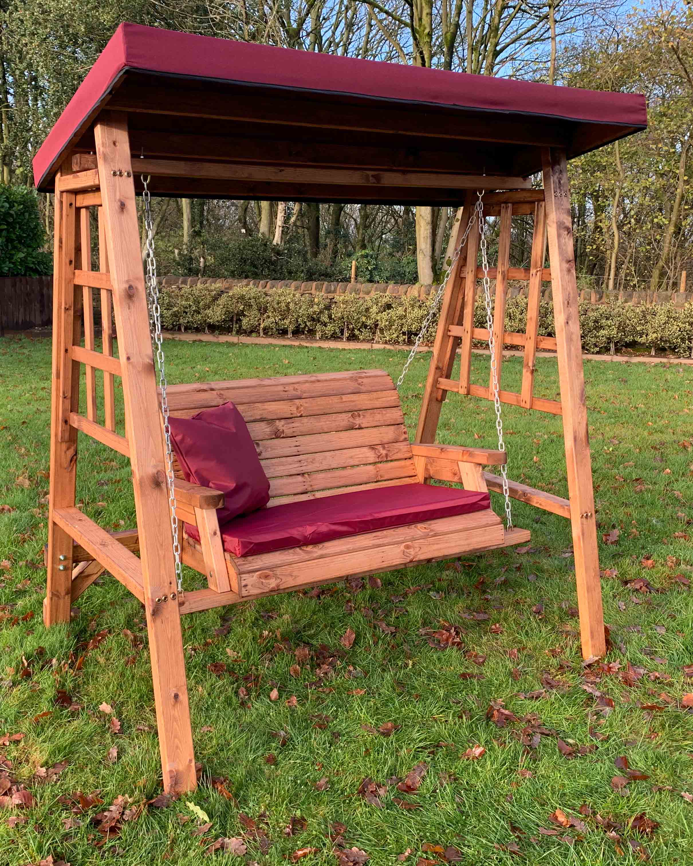 Charles Taylor Dorset Two Seat Swing  Burgundy Accessories HB133B Set - Image 4