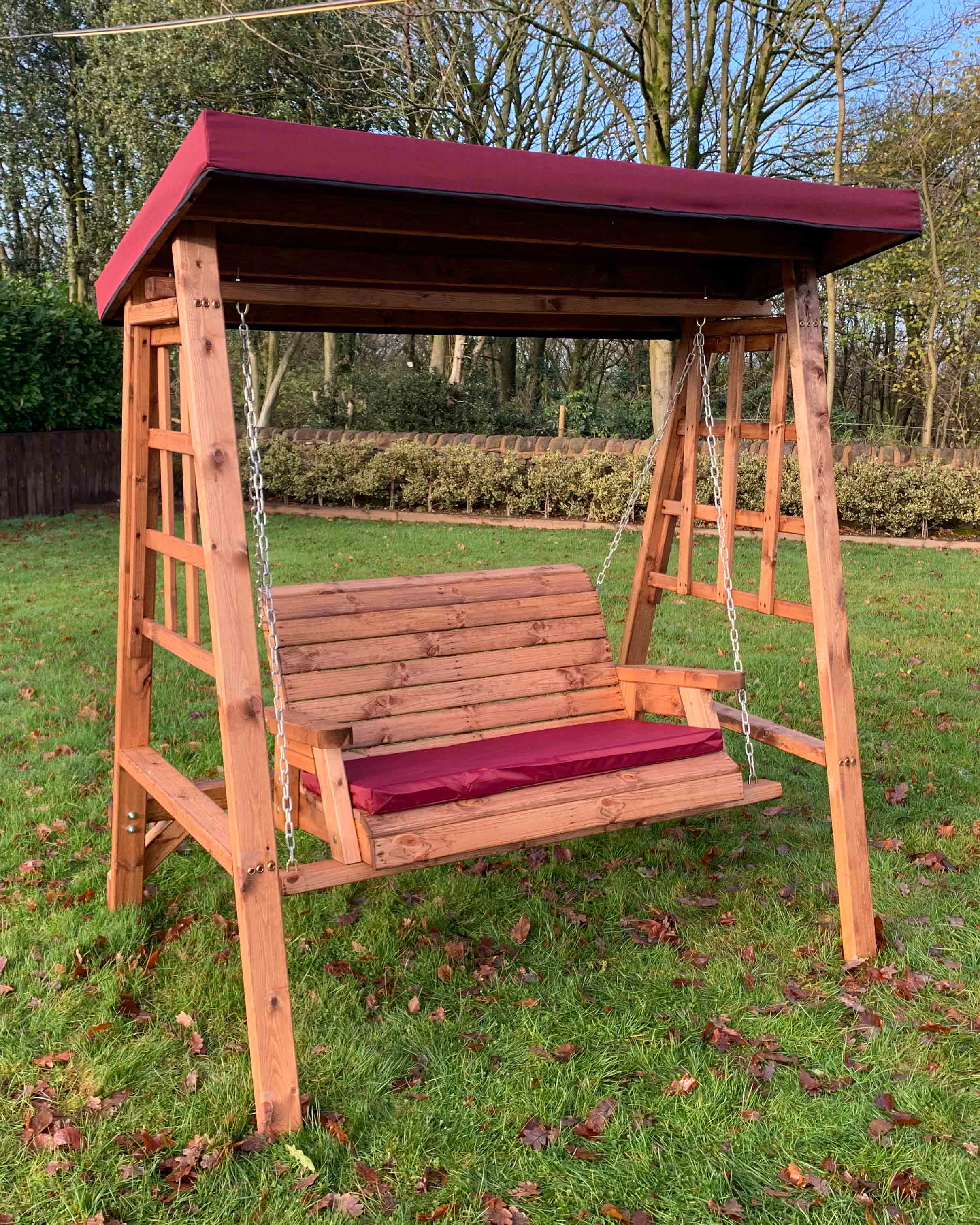 Charles Taylor Dorset Two Seat Swing  Burgundy Accessories HB133B Set - Image 5