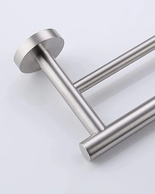 Double Towel Rail Wall Mounted Silver 50cm - Image 3