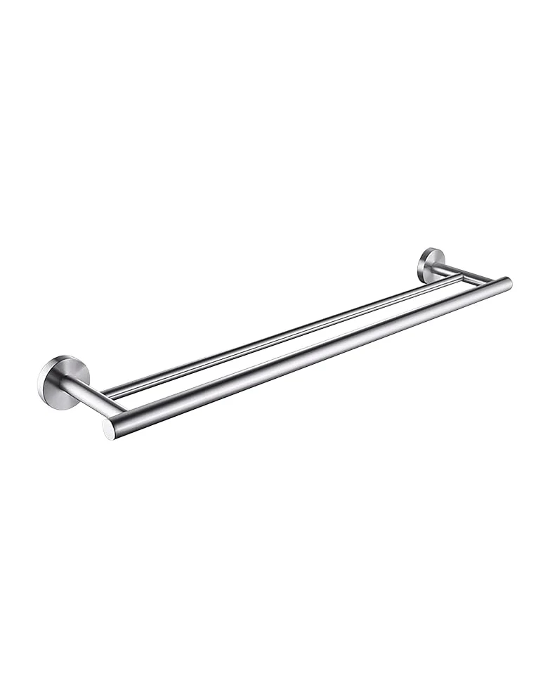 Double Towel Rail Wall Mounted Silver 58cm