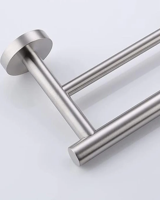 Double Towel Rail Wall Mounted Silver 58cm - Image 3