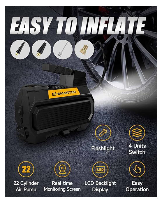 E-SMARTER Car Tyre Inflator Air Compressor - Image 4