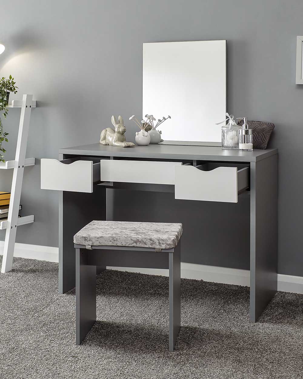 Elizabeth Dressing Table Set Grey + White - Image 2