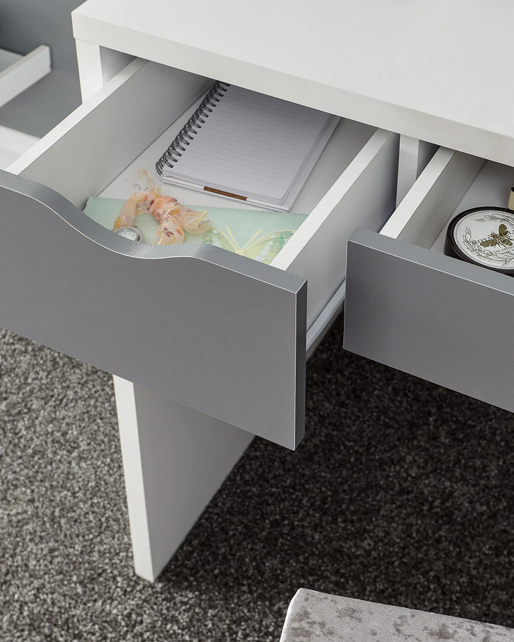 Elizabeth Dressing Table Set White + Grey - Image 5