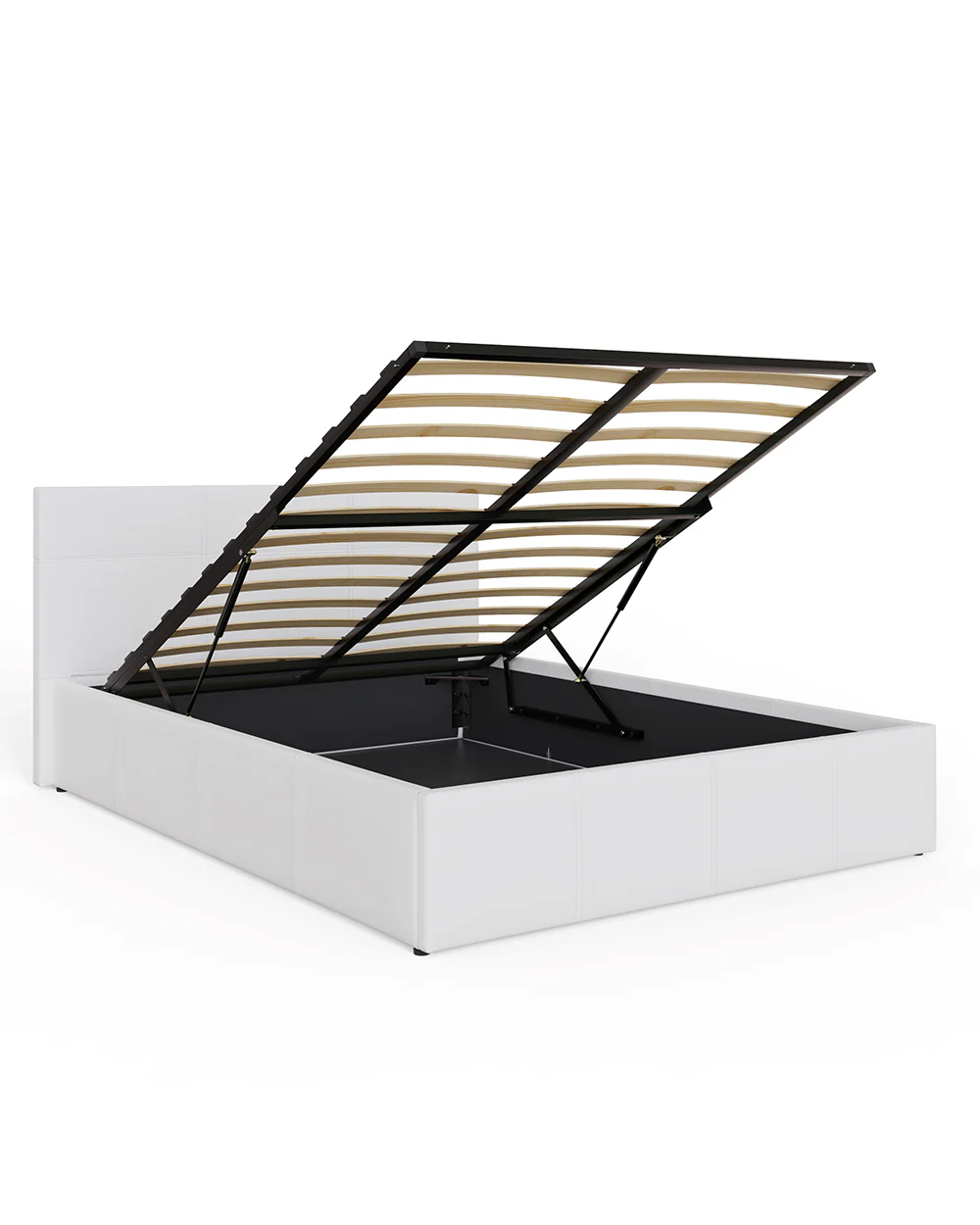 End Lift Ottoman Double Bed 135cm White Faux Leather - Image 4