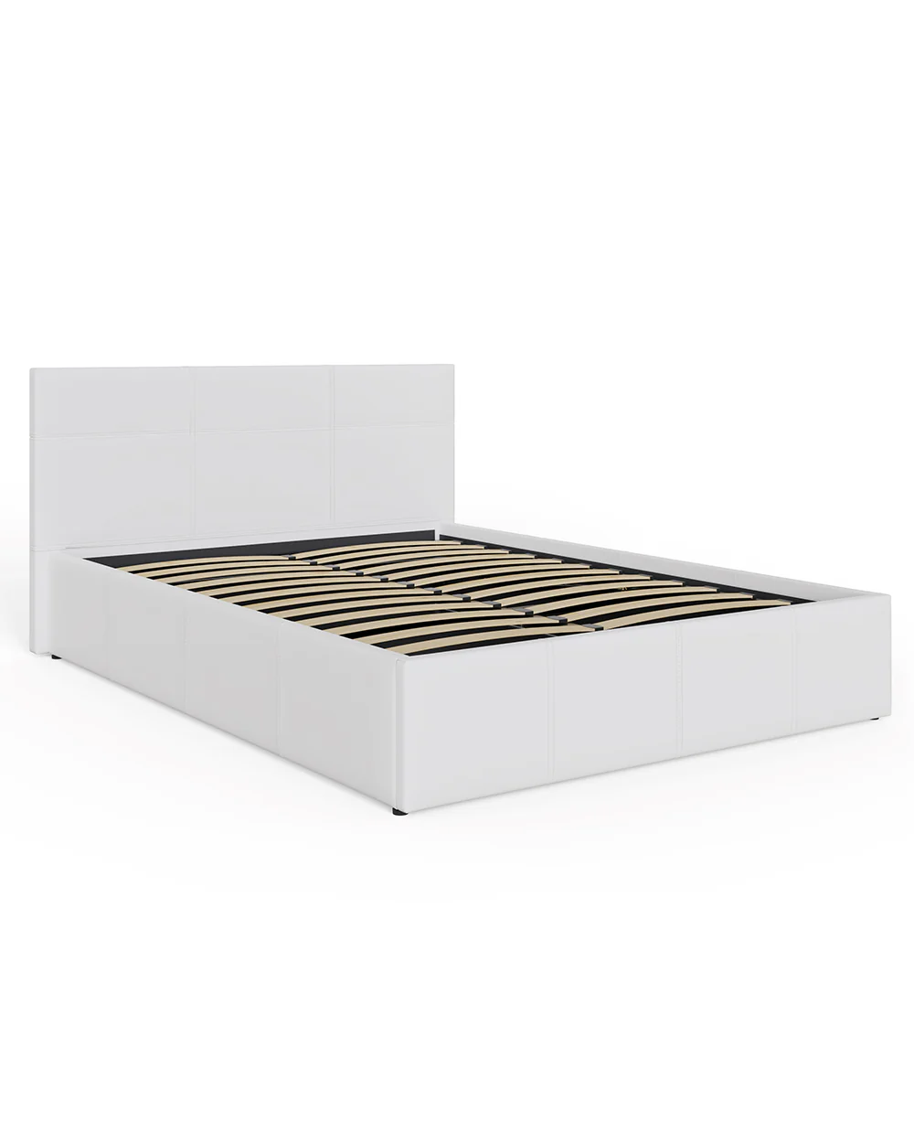 End Lift Ottoman Double Bed 135cm White Faux Leather - Image 9