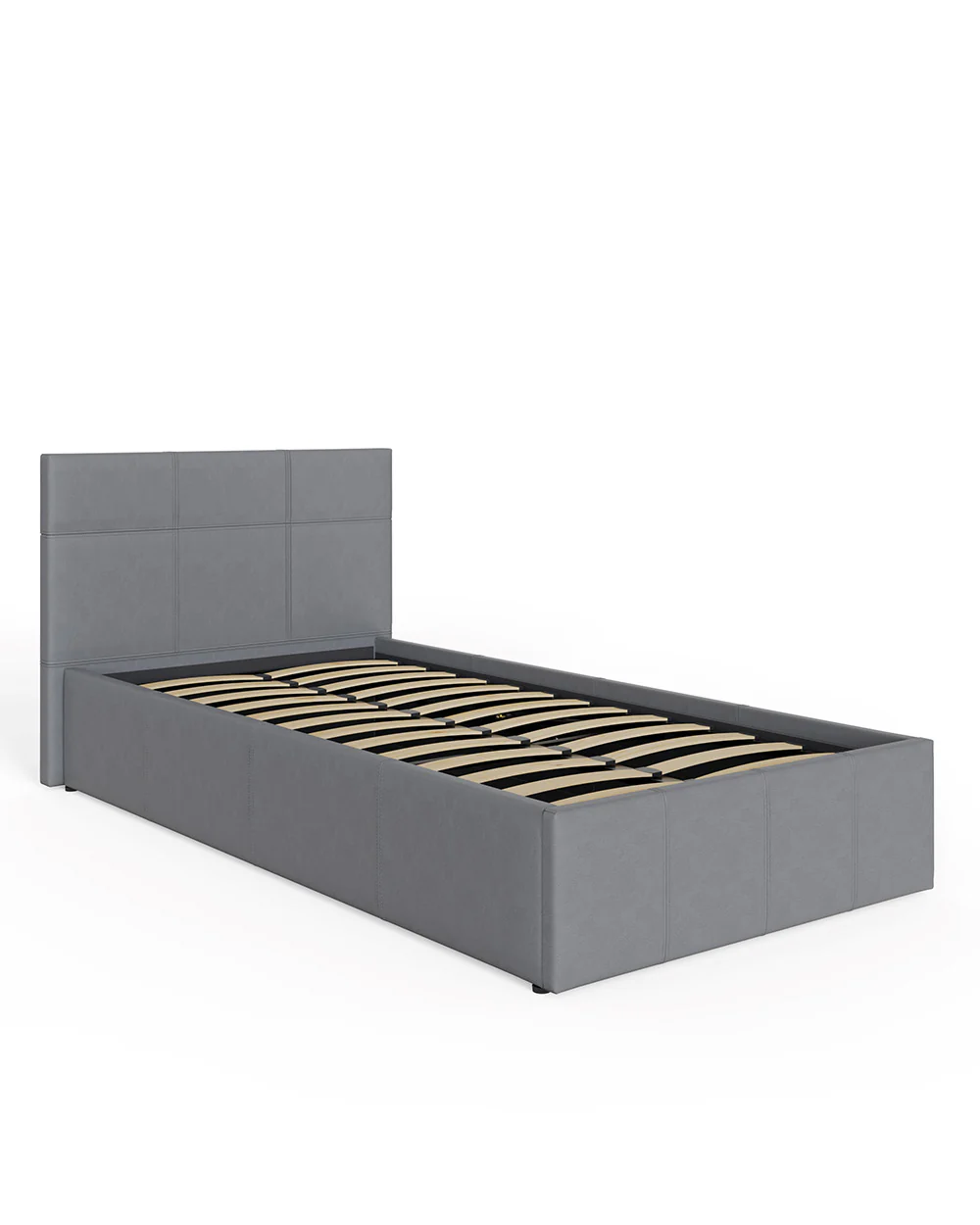 End Lift Ottoman Single Bed Grey Faux Leather 90cm - Image 6
