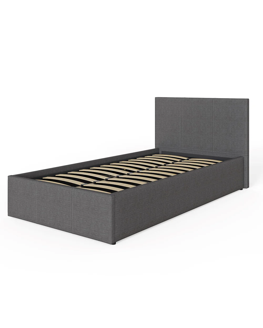 End Lift Ottoman Single Bed Hopsack Fabric Grey 90cm - Image 6
