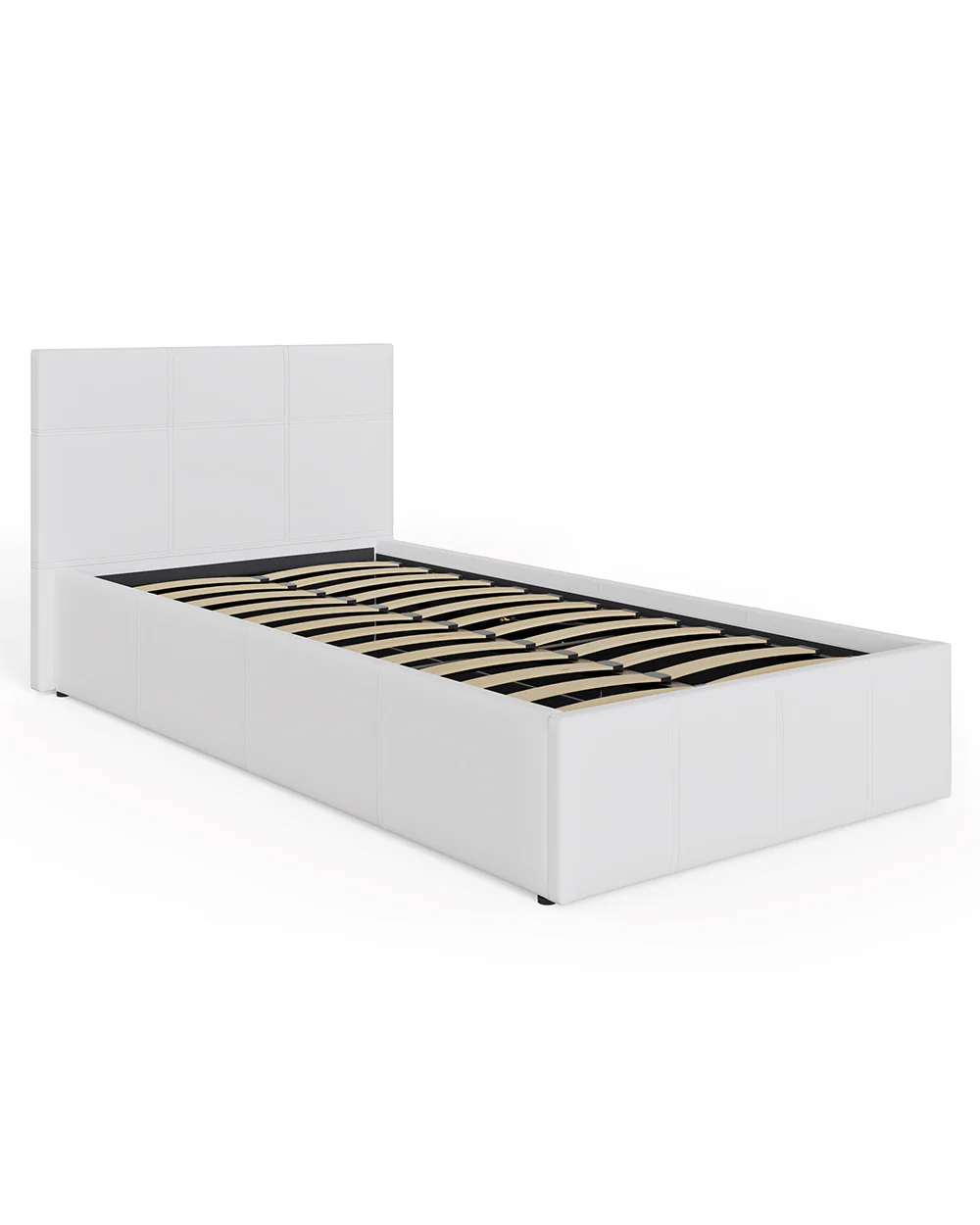 End Lift Ottoman Single Bed White Faux Leather 90cm - Image 7
