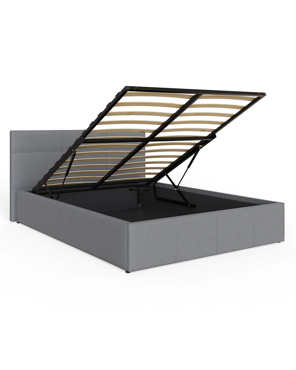 End Lift Ottoman Small Double Bed Grey Faux Leather 120cm - Image 7