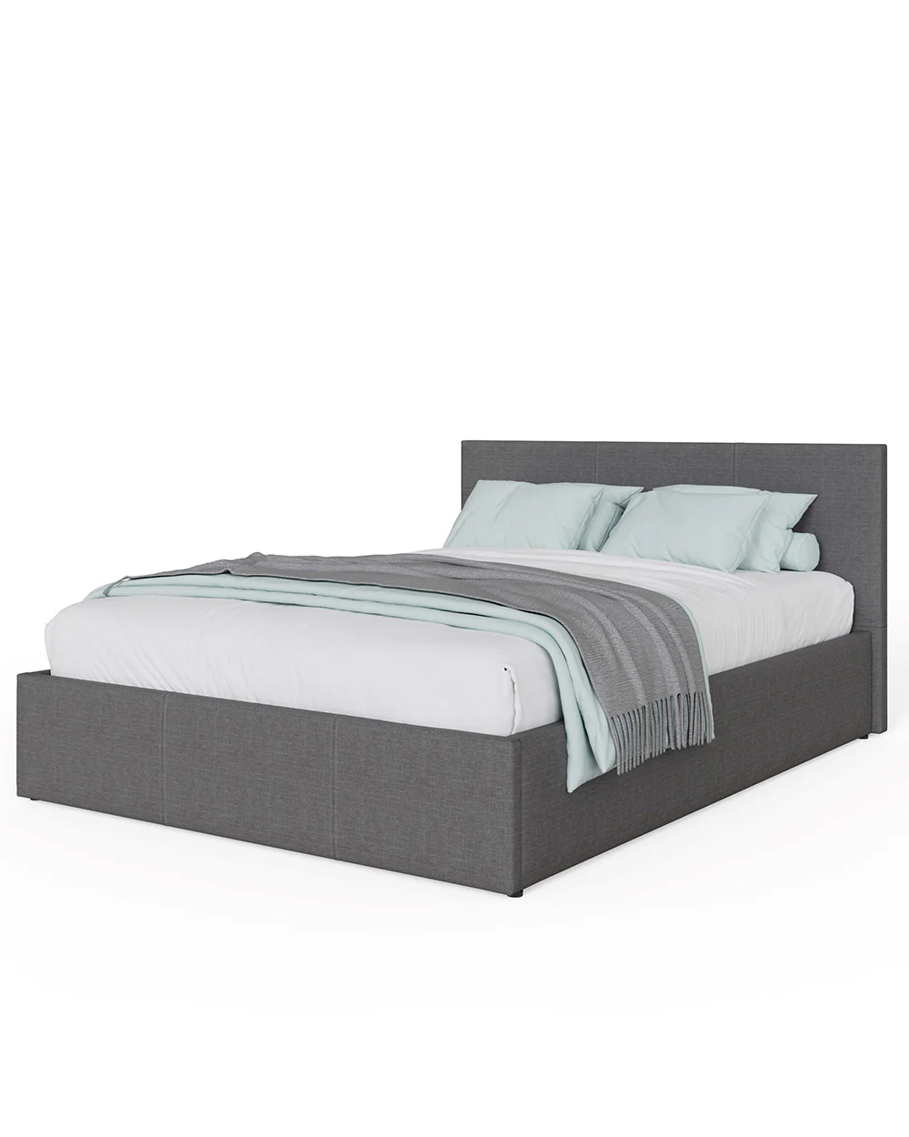 End Lift Ottoman Double Bed Hopsack Fabric Grey - Image 3