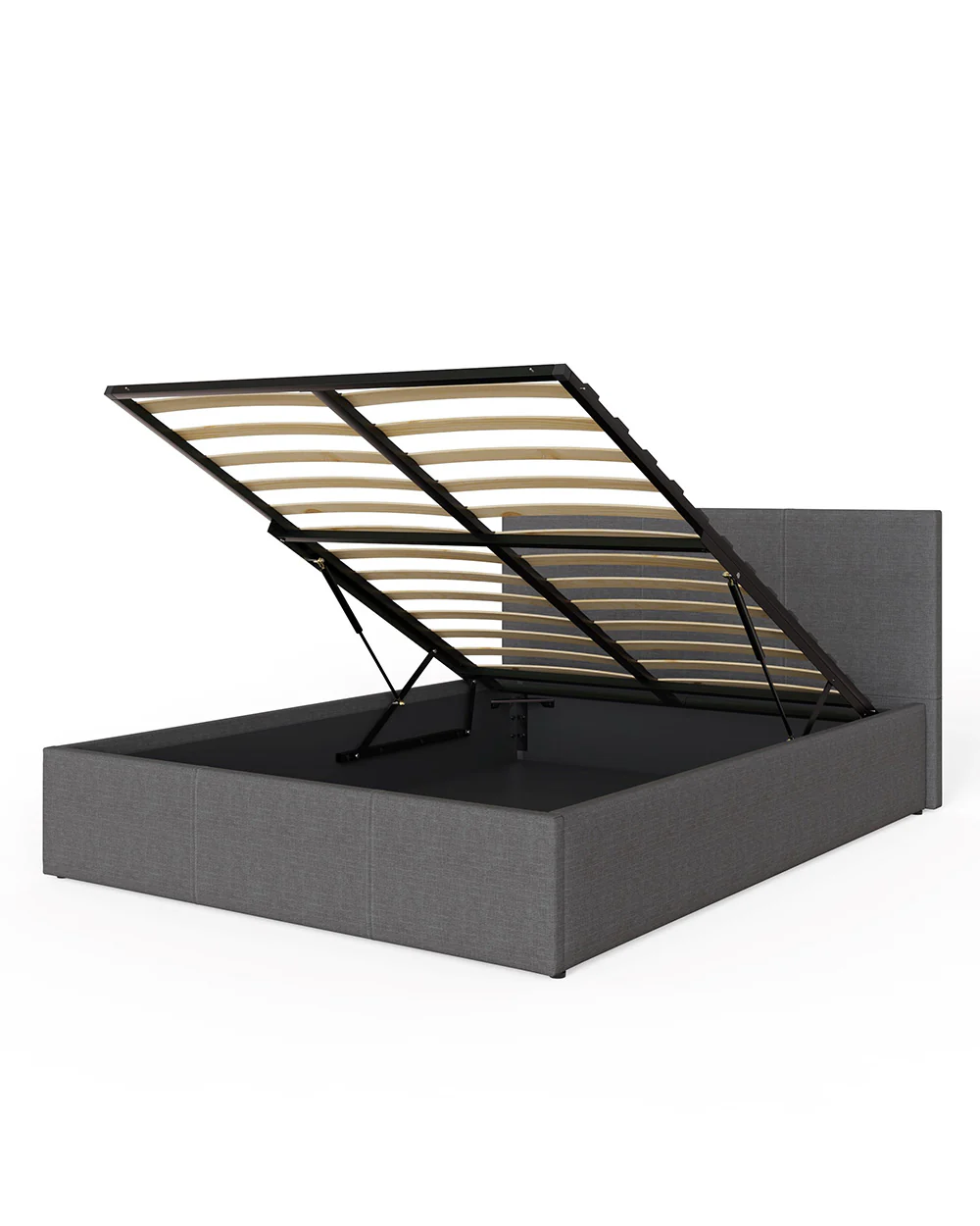 End Lift Ottoman Double Bed Hopsack Fabric Grey - Image 4