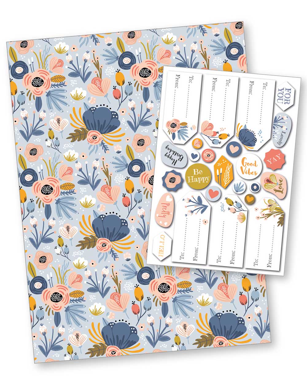Gift Wrapping Paper Set Pretty Floral - Image 4