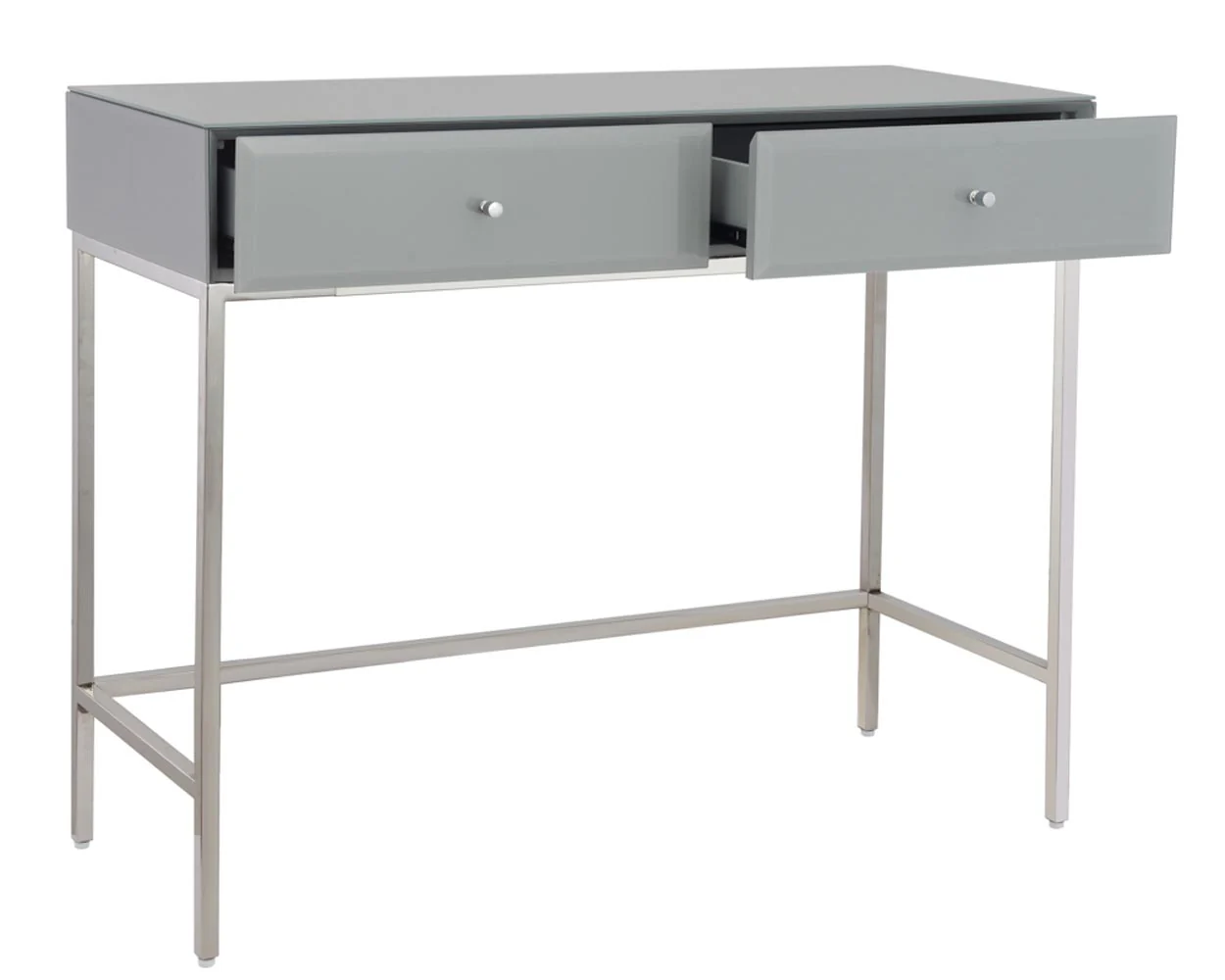 Glass Dressing Table With 2 Drawers, Boston Grey - Image 3