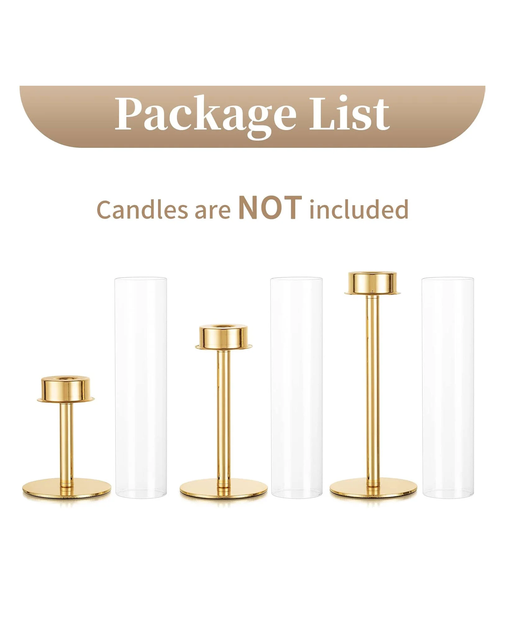 Gold Glass Candlestick Holders 3pcs 48/42/36cm - Image 6