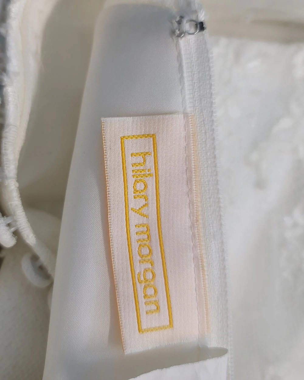 Hilary Morgan Ivory Illusion Lace Wedding Dress Size 10 - Image 14