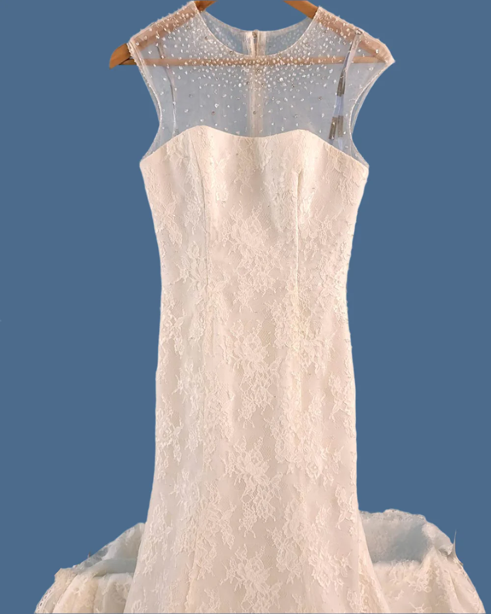 Hilary Morgan Ivory Illusion Lace Wedding Dress Size 10 - Image 2