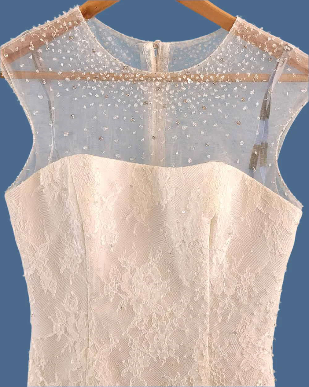 Hilary Morgan Ivory Illusion Lace Wedding Dress Size 10 - Image 3