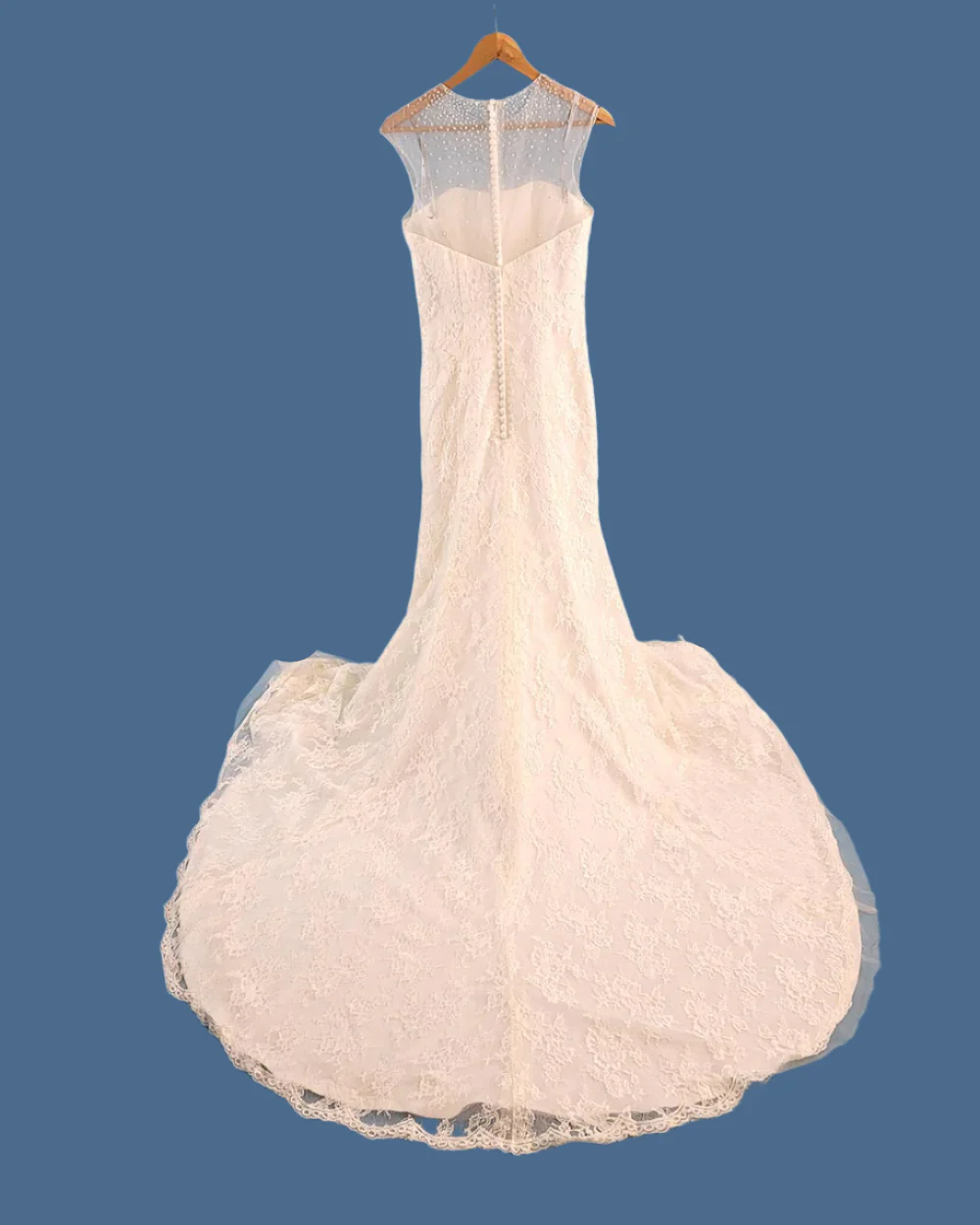 Hilary Morgan Ivory Illusion Lace Wedding Dress Size 10 - Image 6