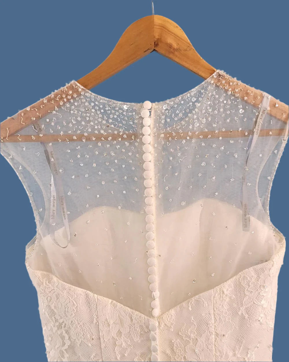 Hilary Morgan Ivory Illusion Lace Wedding Dress Size 10 - Image 8