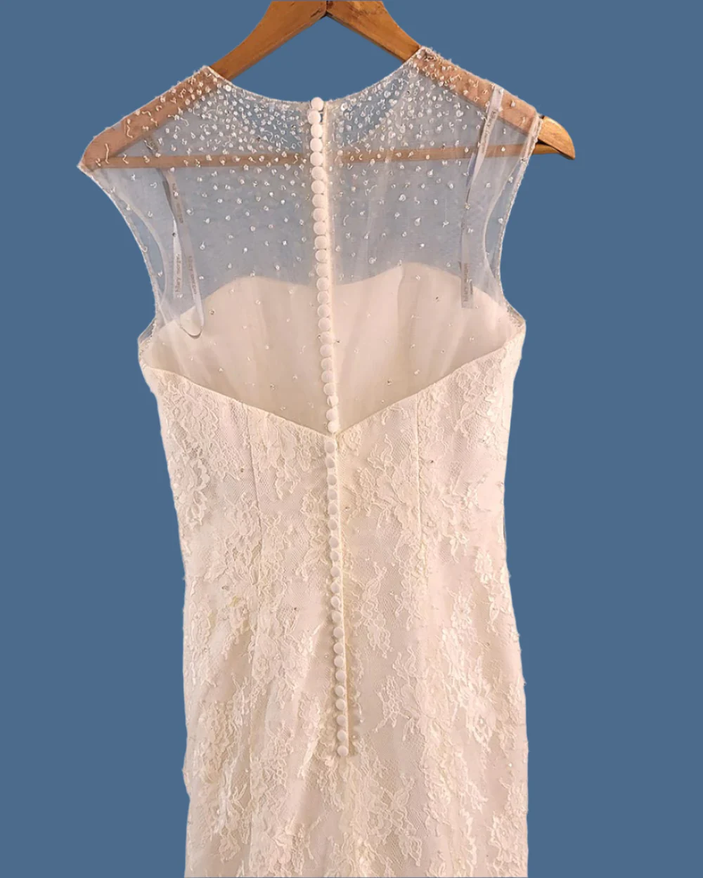 Hilary Morgan Ivory Illusion Lace Wedding Dress Size 10 - Image 9