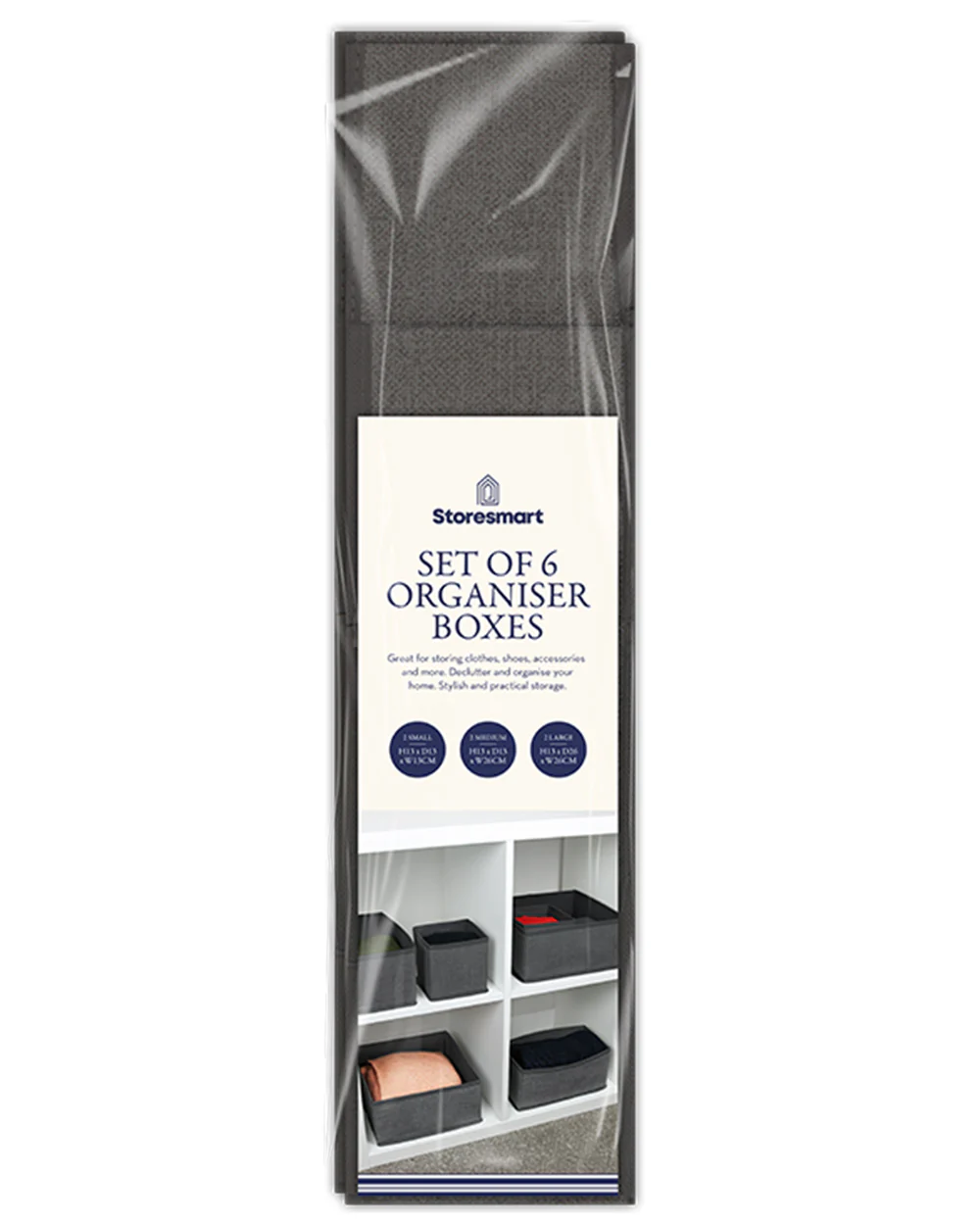 Home Fabric Storage Boxes Assorted Sizes 6 Pack