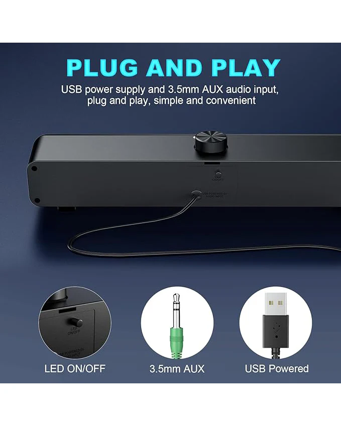 Hpylife H Computer Speaker for Desktop, Laptop, MP4, Plug and Play - Image 5