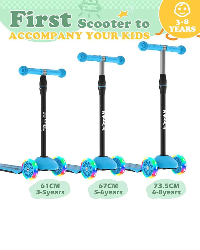 IMMEK Kids Scooter LED Light-Up Wheels Adjustable Blue - Image 3