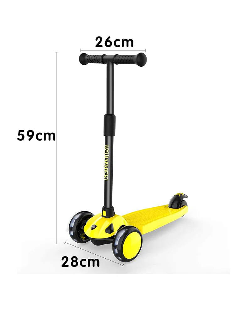 IMMEK Kids Scooter LED Light-Up Wheels Adjustable Yellow - Image 2