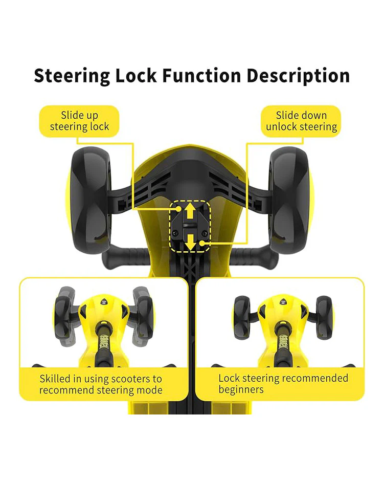 IMMEK Kids Scooter LED Light-Up Wheels Adjustable Yellow - Image 4