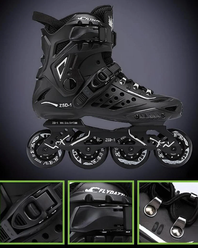 Inline Skates Professional Roller Skates UK Size 6 Black - Image 2
