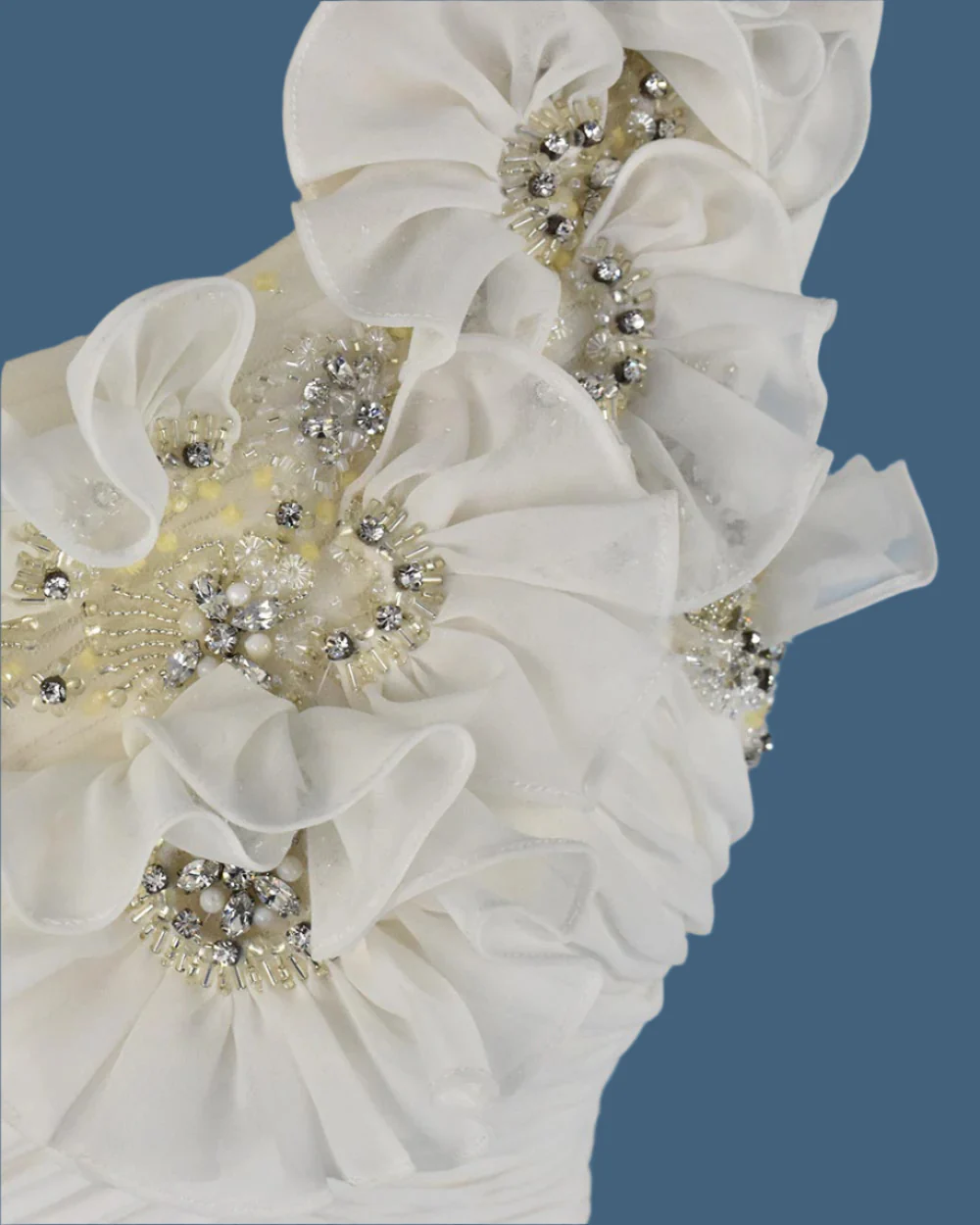 Ivory Chiffon Column One Shoulder Wedding Dress Size 10 - Image 6