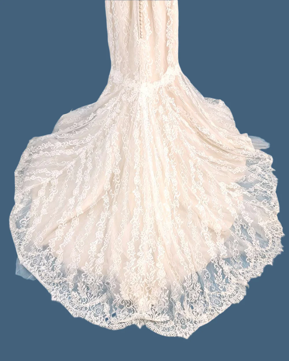 Jasmine Collection Champagne Fitted Strap Wedding Dress Size 8 - Image 12