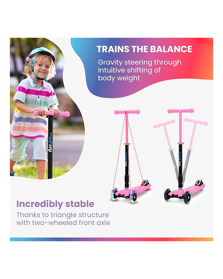 Kids Scooter LED Wheels Adjustable Pink Age 6 + - Image 6