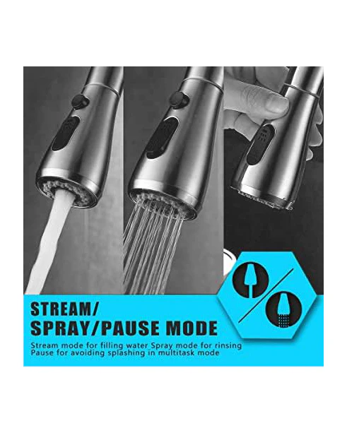 Kitchen Sink Mixer Tap  Pull Down 3 Function Sprayer - Image 5
