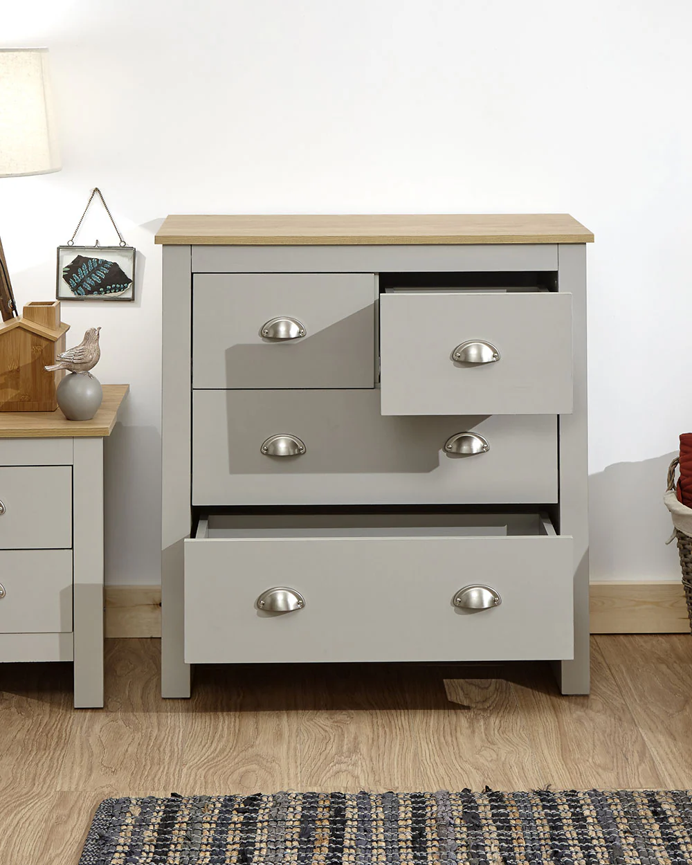 Lancaster 2 + 2 Drawer Chest Of Drawers Grey - Image 3