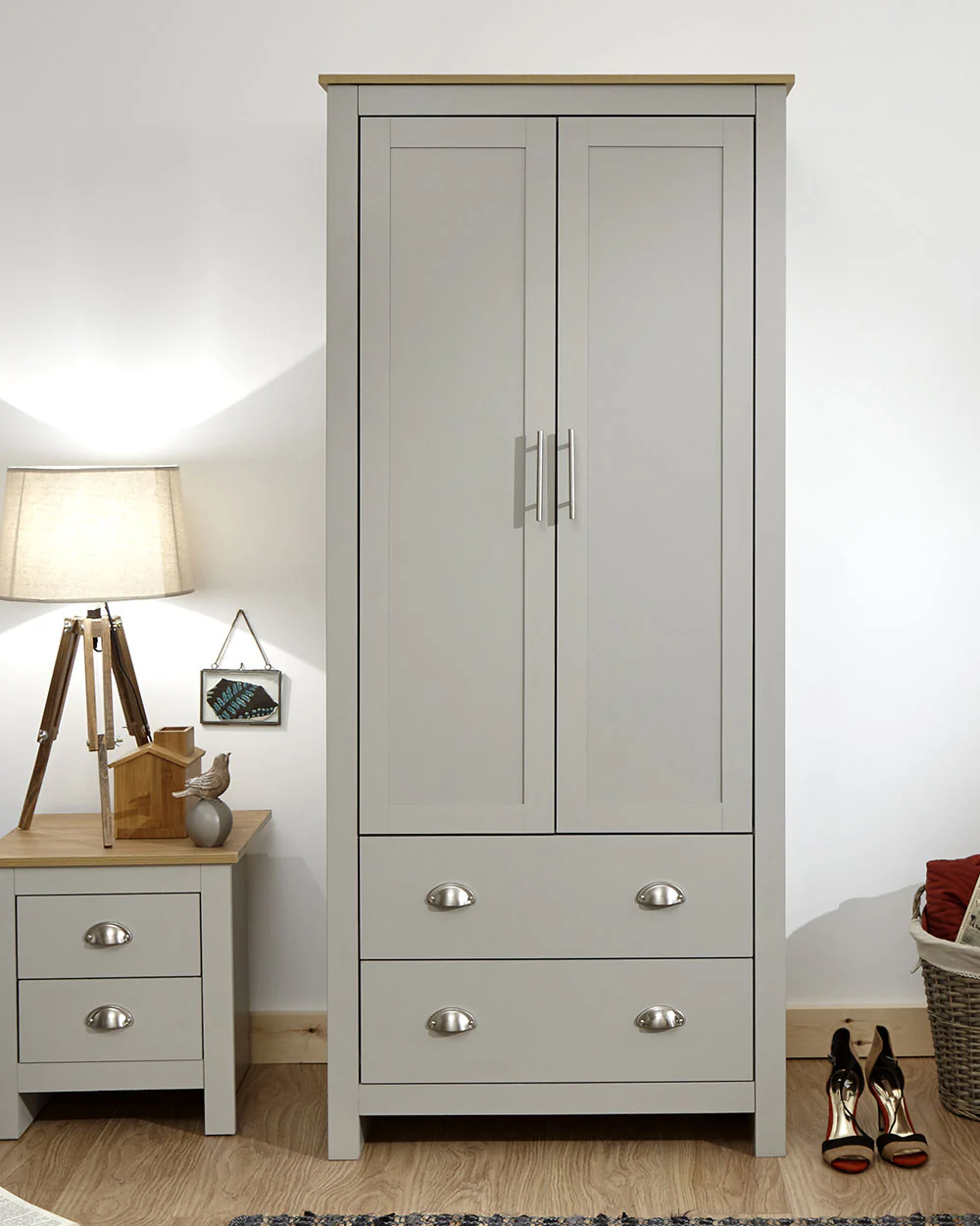 Lancaster 2 Door 2 Drawer Wardrobe Grey