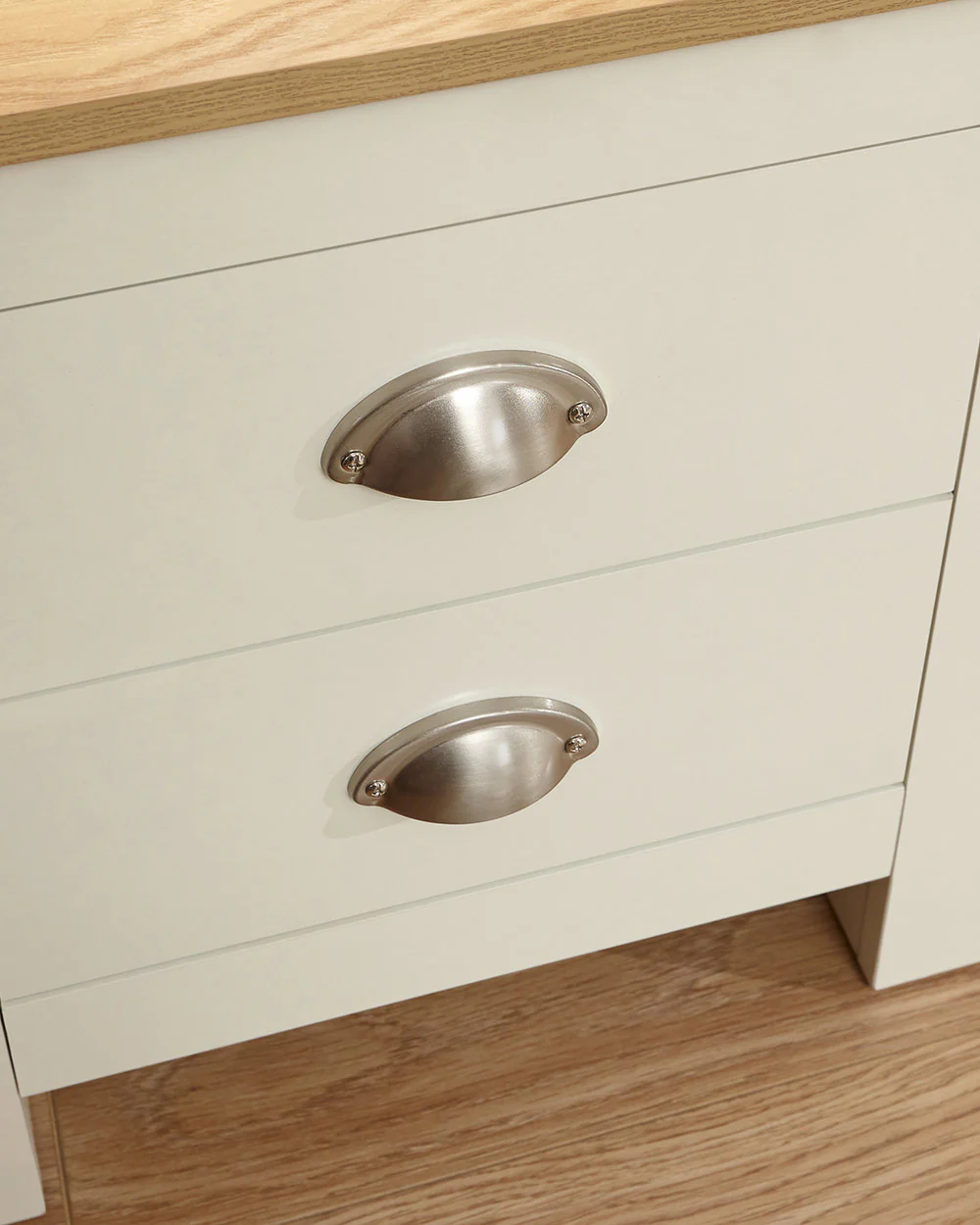Lancaster 2 Drawer Bedside Table Cream - Image 3