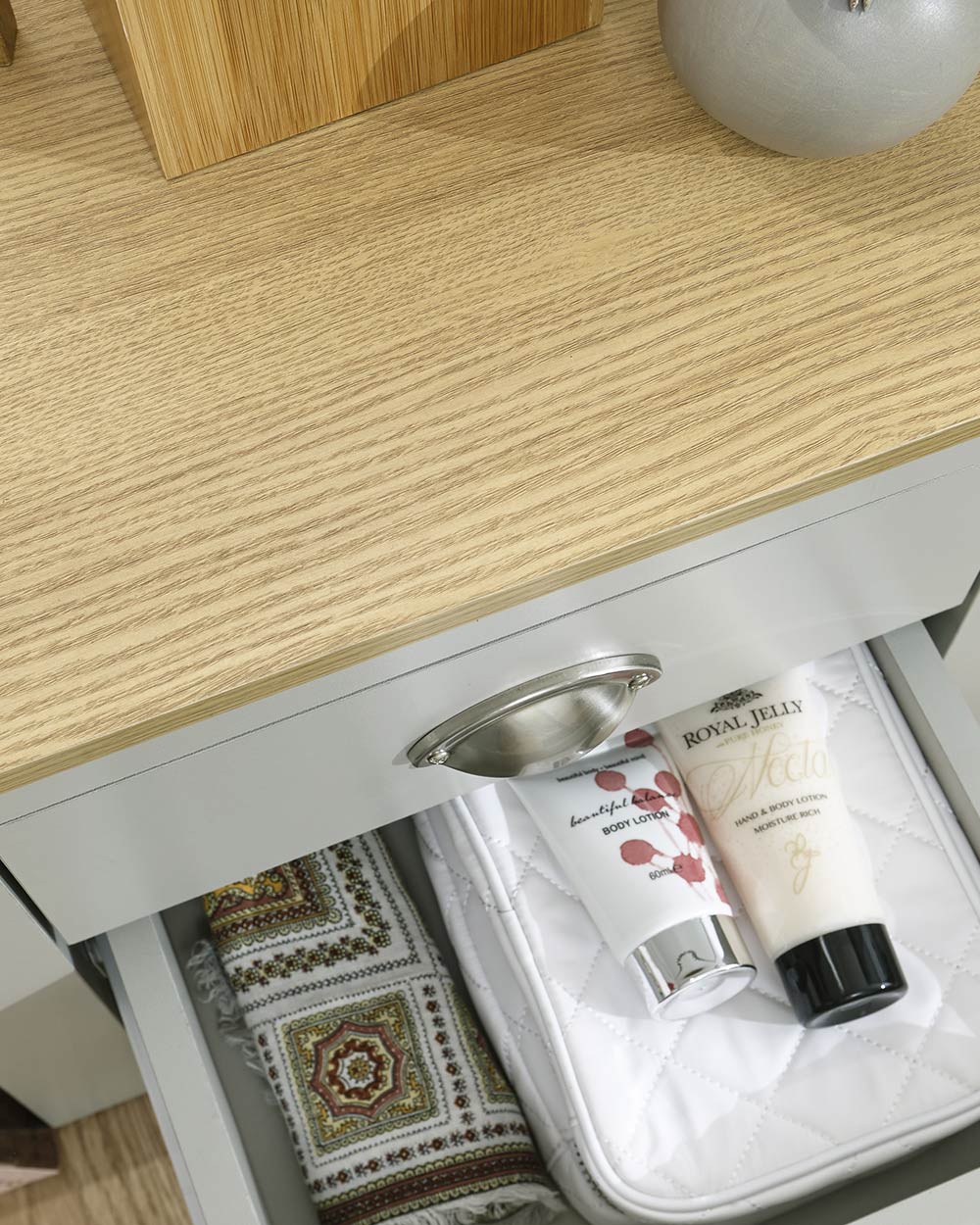 Lancaster 2 Drawer Bedside Table Grey - Image 5