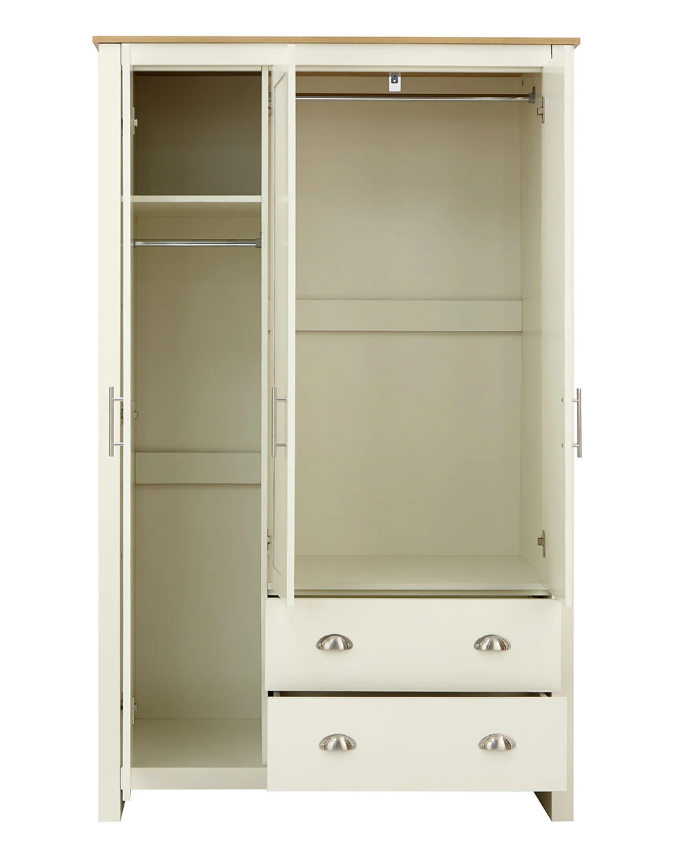Lancaster 3 Door 2 Drawer Wardrobe Cream - Image 8