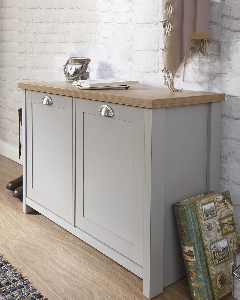 Lancaster Shoe Storage Cabinet Grey - Image 2