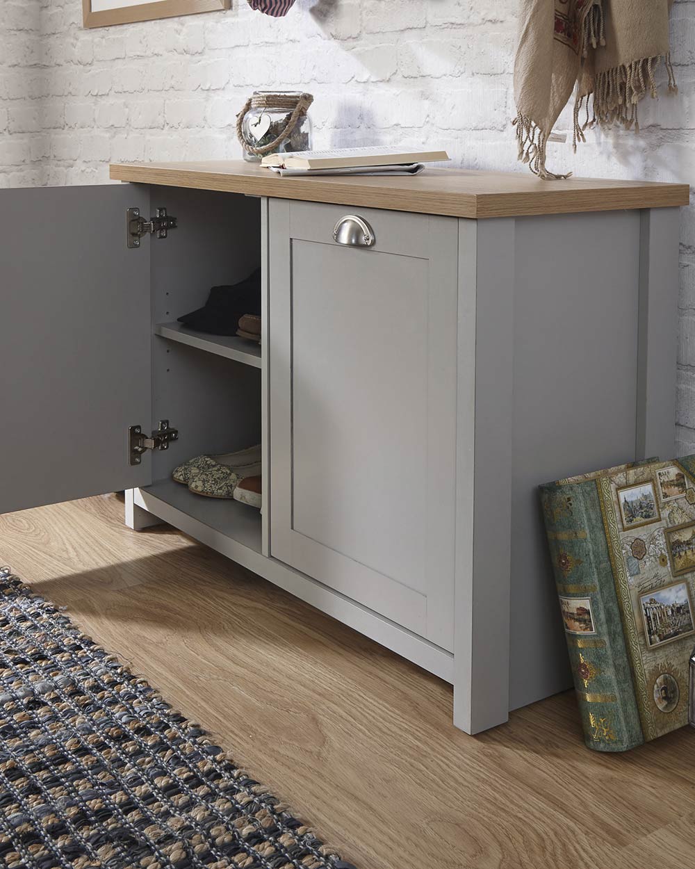 Lancaster Shoe Storage Cabinet Grey - Image 3