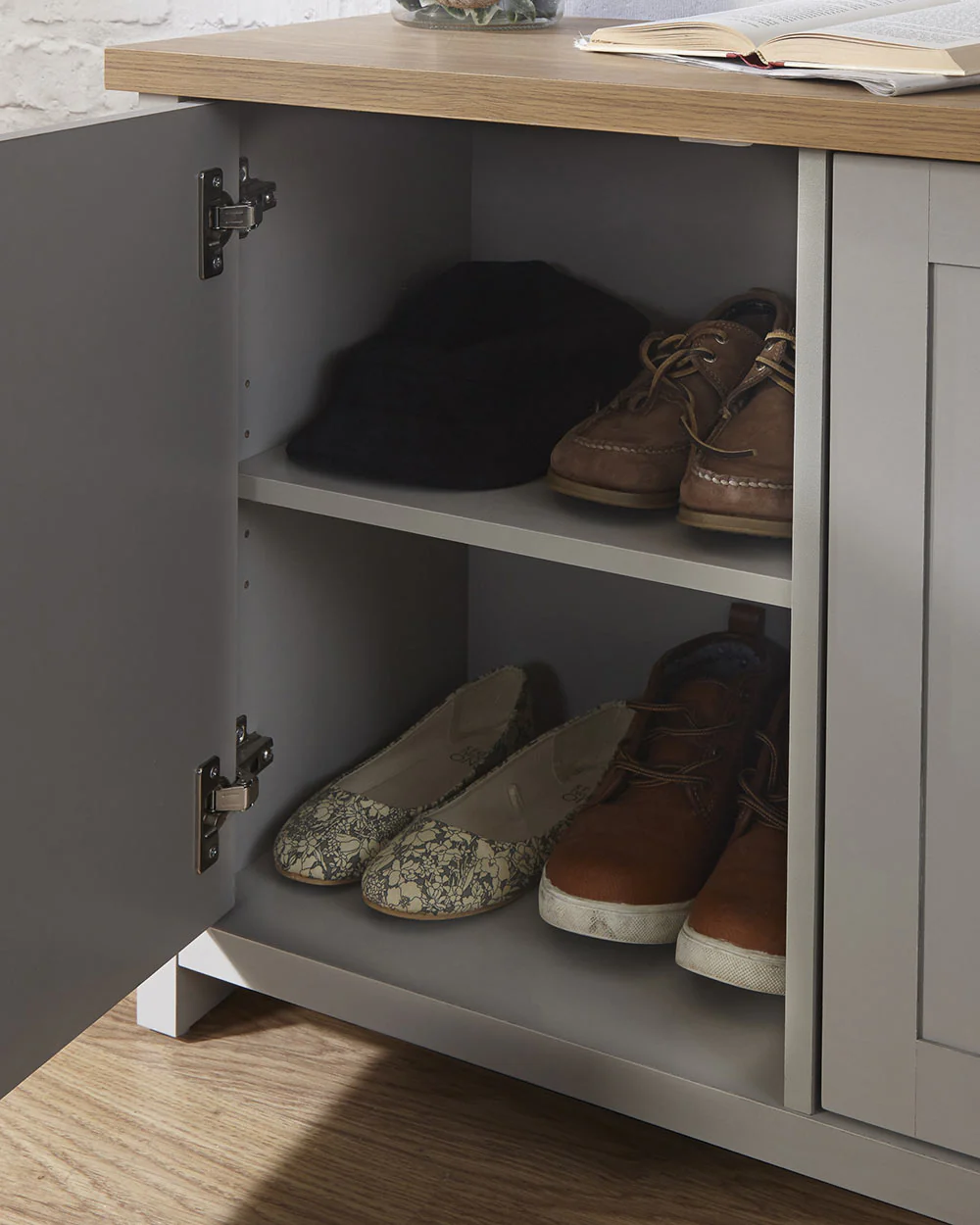 Lancaster Shoe Storage Cabinet Grey - Image 4