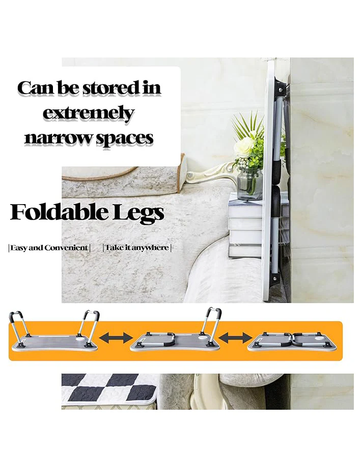 Laptop Desk Tray with Foldable Legs & Cup Slot Black - Image 2