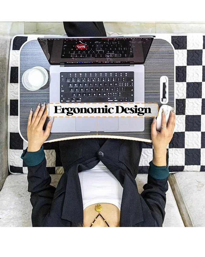 Laptop Desk Tray with Foldable Legs & Cup Slot Black - Image 4