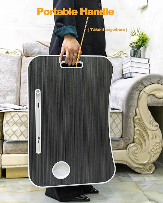 Laptop Desk Tray with Foldable Legs & Cup Slot Black - Image 5