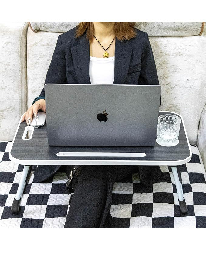 Laptop Desk Tray with Foldable Legs & Cup Slot Black - Image 6